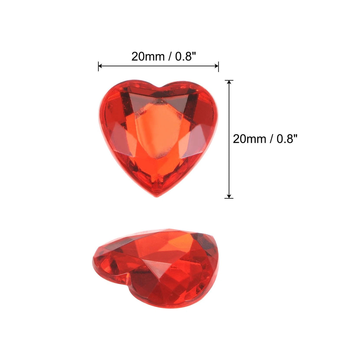 40 Pcs Acrylic Heart Rhinestone Flat Back 20mm for Crafts