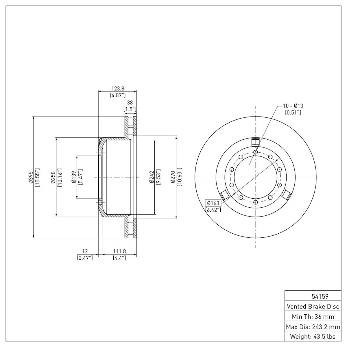 Brake Disc Set for (ERE-54159, 4C3Z1102BA, 5U9Z1102AA)