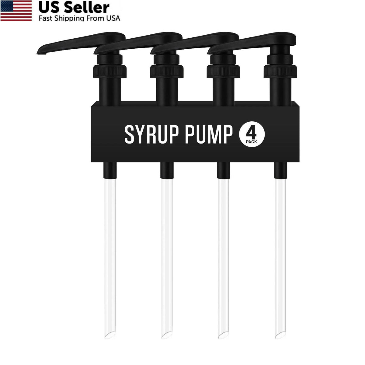 4 Pack Black Syrup Pump Dispenser for Various Applications