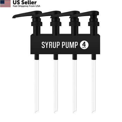 4 Pack Black Syrup Pump Dispenser for Various Applications