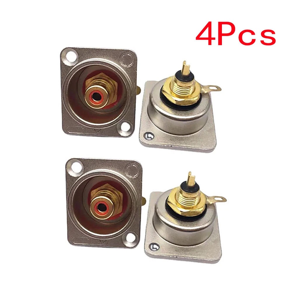 Set of 4 RCA Panel Mount Chassis Socket Connectors Gold Plated