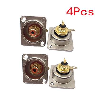 Set of 4 RCA Panel Mount Chassis Socket Connectors Gold Plated