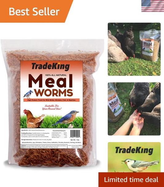 1 lb Dried Mealworms for Birds, Fish & Reptiles Treat