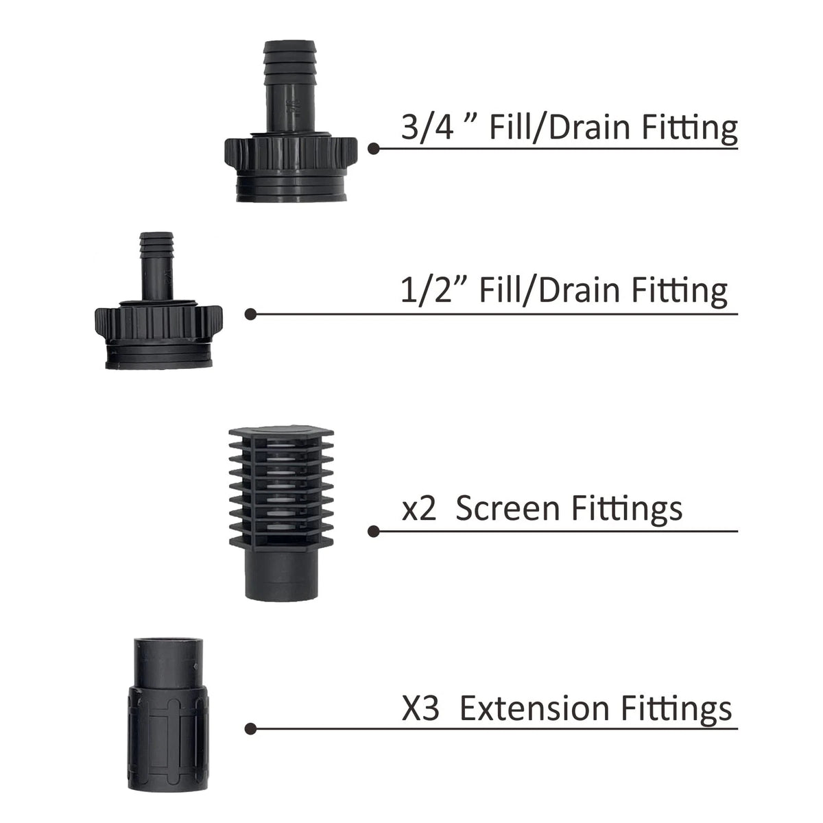 7-Piece Ebb and Flow Fitting Kit for Toolazy