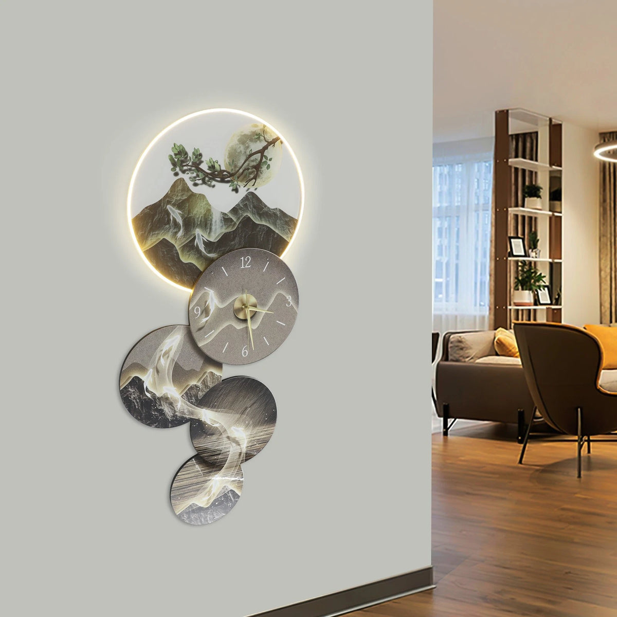 LED Wall Art Decor with Clock 47x100cm