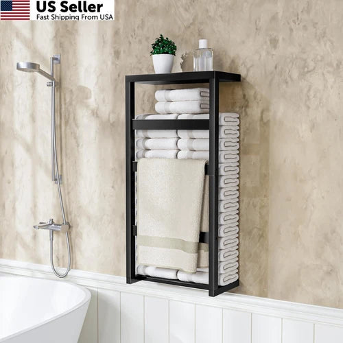 4-Tier Bamboo Towel Rack Holder for Home Decor