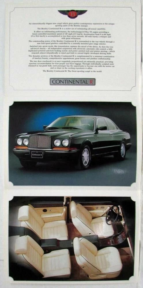 Sales Folder for Bentley Continental R (1991)