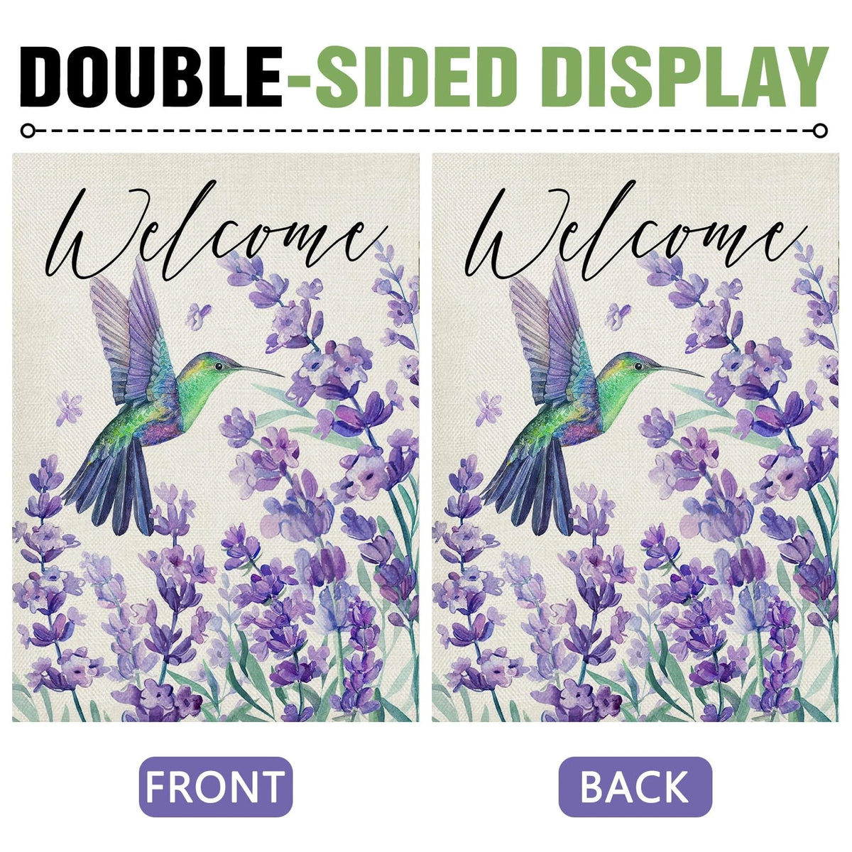 Decorative Garden Flag for Hummingbird Lavender (Spring Summer)