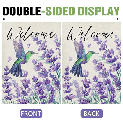 Decorative Garden Flag for Hummingbird Lavender (Spring Summer)