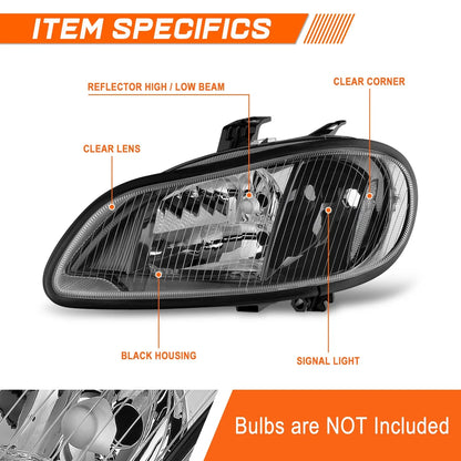Set of 2 Clear Side Headlights with Black Housing for M2 106 112 2003-2019