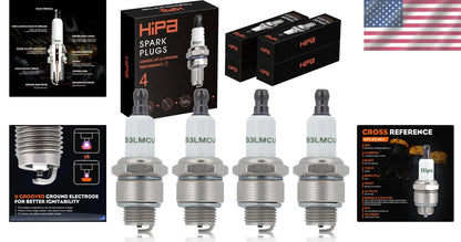 4X RJ19LM Spark Plug for Briggs & Stratton (Optimal Lawn Mower Performance)