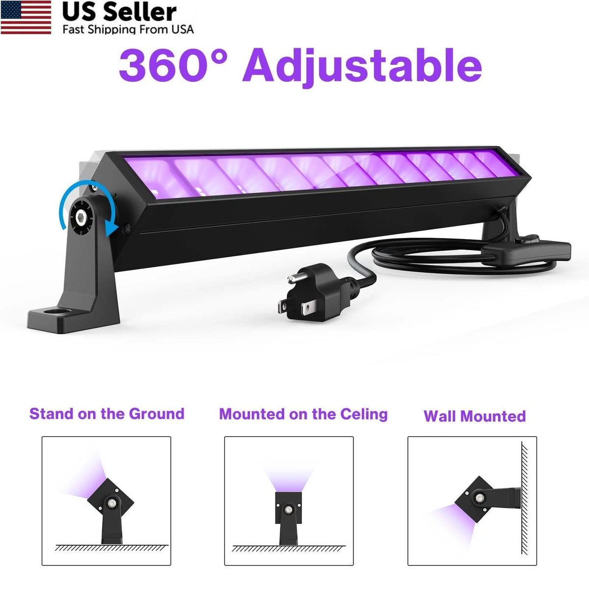 40W LED Black Light Bar for Glow Party