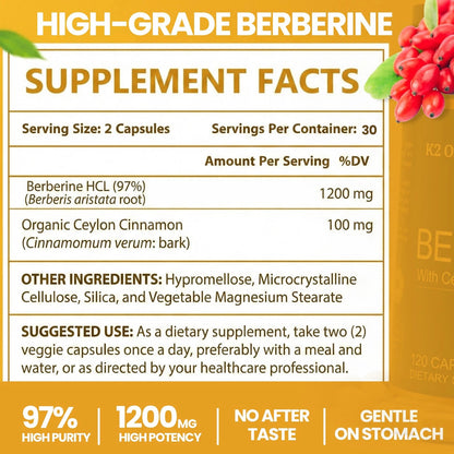Berberine with Ceylon Cinnamon 1200mg (60 Capsules)