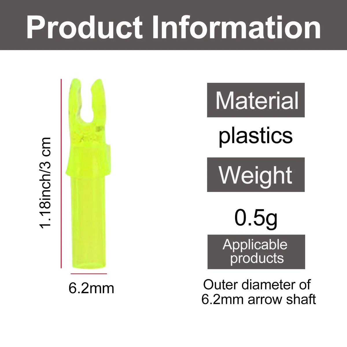 60 Pack Arrow Nocks ID 6.2mm for Archery Arrows