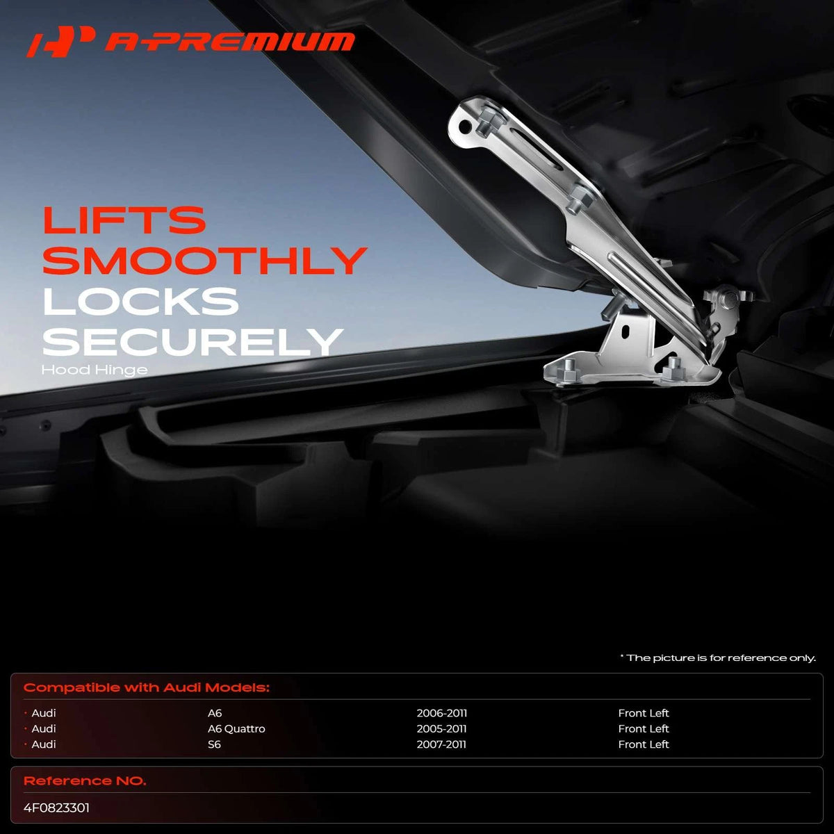 Front Driver Hood Hinge for Audi A6, A6 Quattro, S6 (2005–2011) 4F0823301