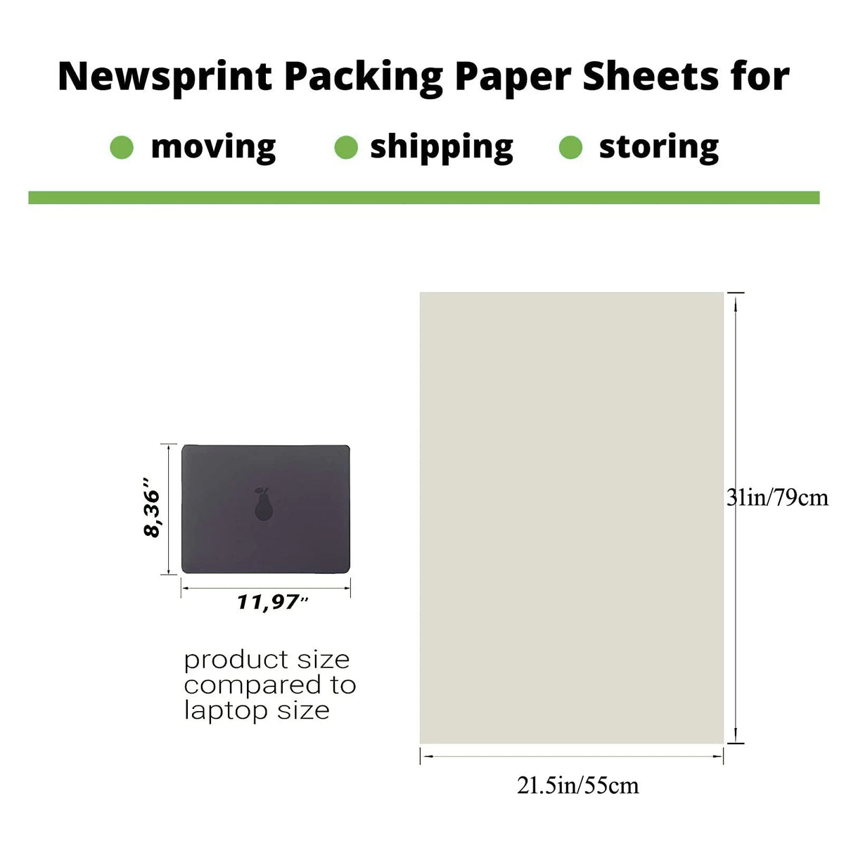 Large Packing Paper Sheets 31" x 21.5" for Moving (50 Pack)