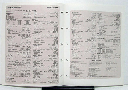 Mack Truck Model DM 487S Specification Sheet (1974)