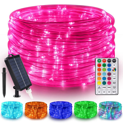 16FT 50 LED Solar Rope Lights with Timer, 18 Colors, Waterproof