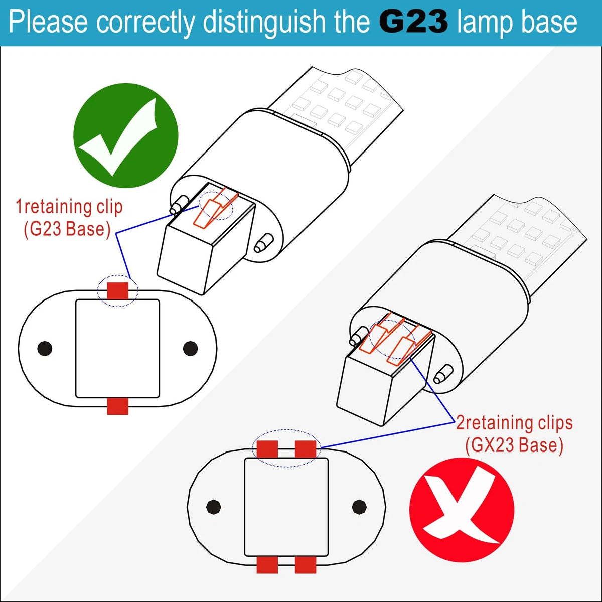 2X G23 Base LED Bulbs 13W CFL Equivalent 2-Pin PL Horizontal Light