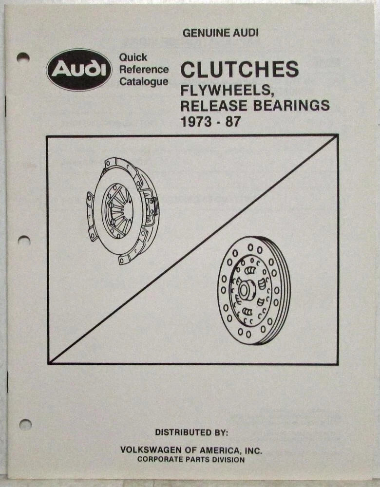 Clutch Flywheel Release Bearing Parts Catalog for Audi (1973–1987)