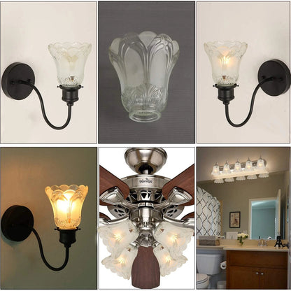 2 Pack Bell Shaped Glass Shade Replacement Globe for Light Fixture