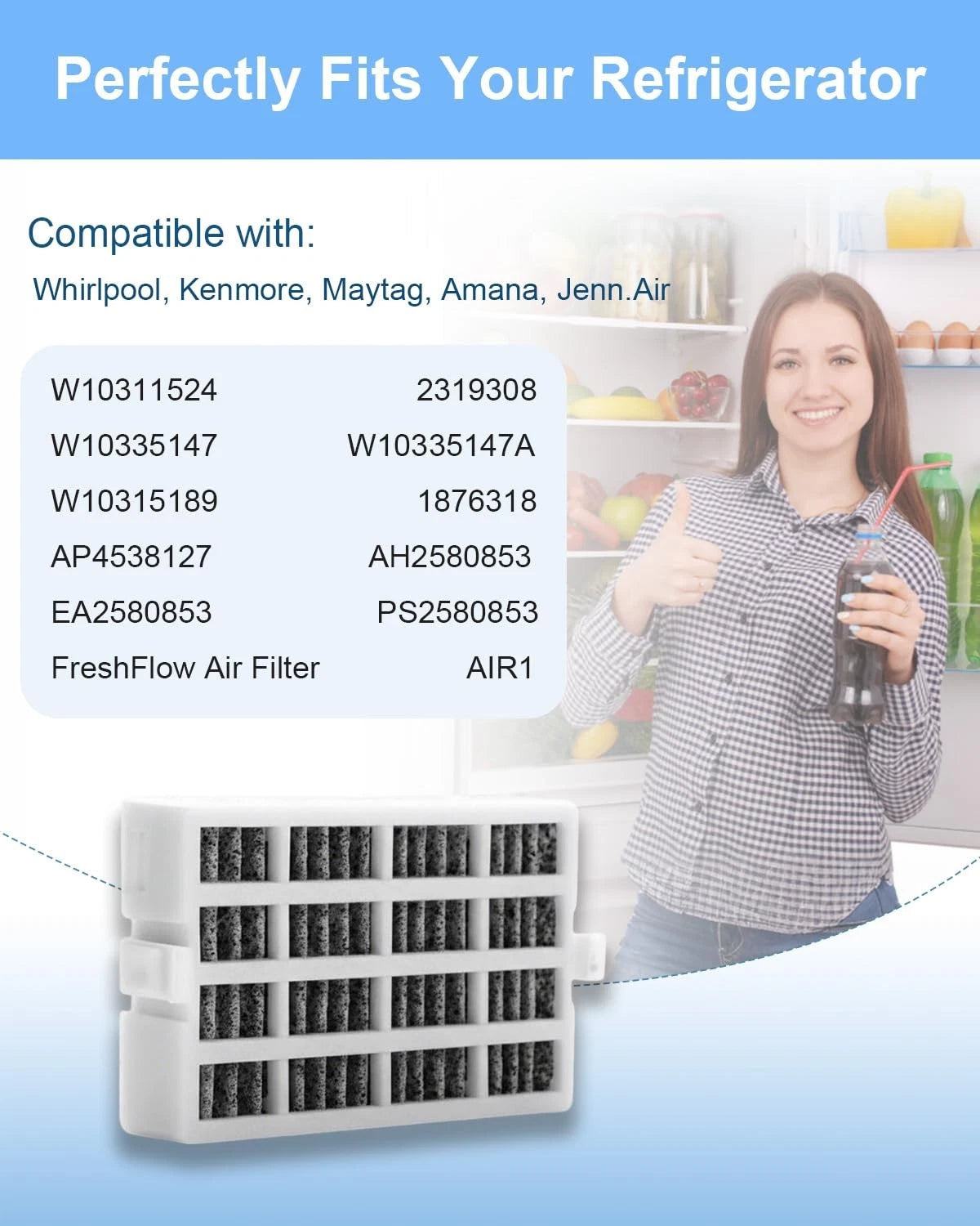 Refrigerator Air Filter Replacement for Compatible Models (W10311524)