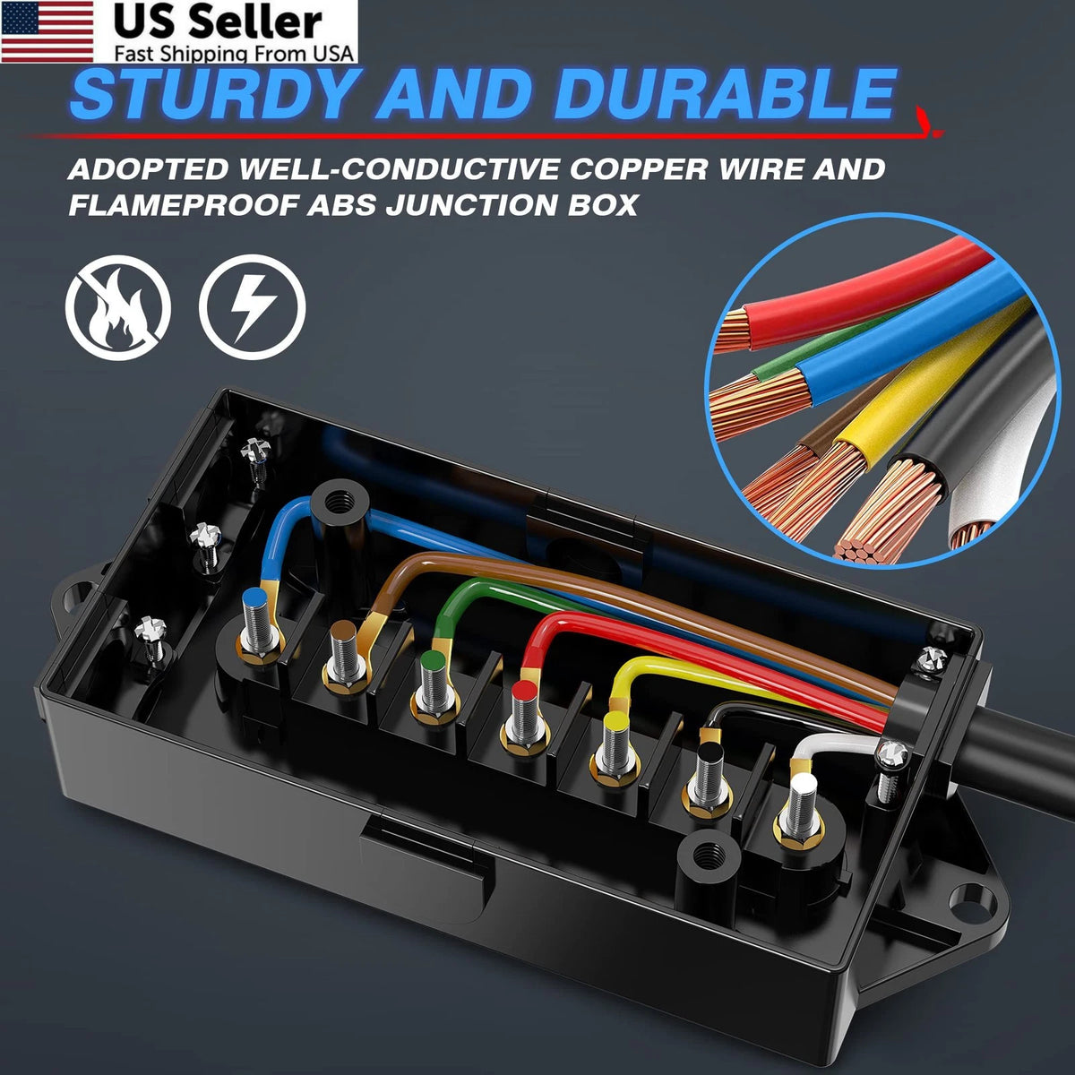 7 Way Plug Inline Trailer Cord for MICTUNING (12FT)