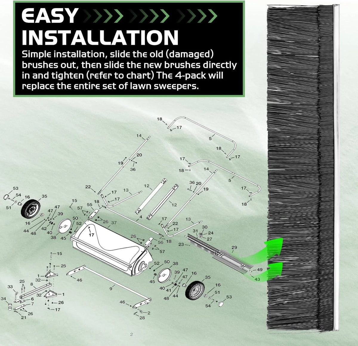 42” Tow Behind Lawn Leaf Sweeper for Agri-Fab (No Part Numbers)