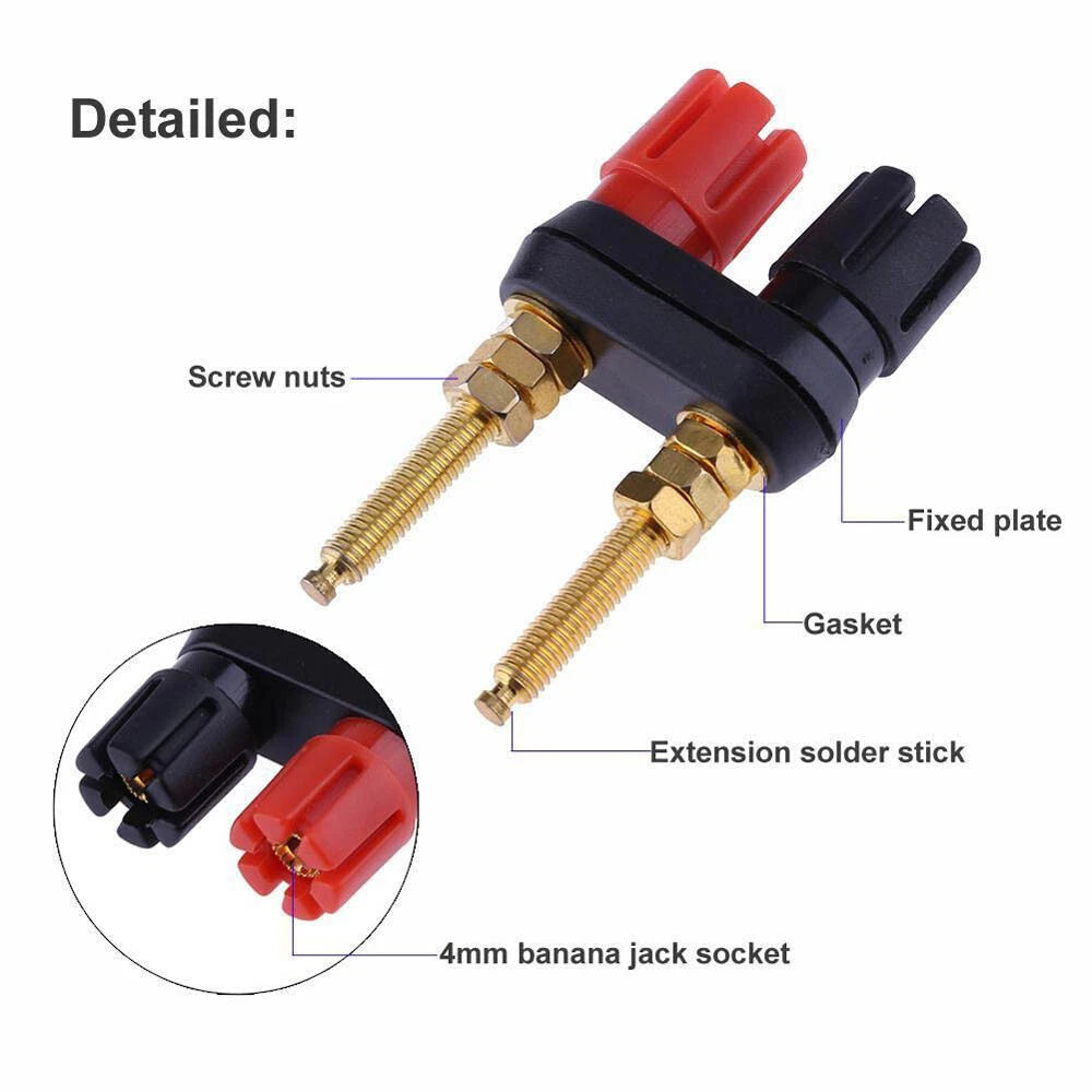 2X Extended Speaker Banana Plug Binding Post Terminal Connector Sockets