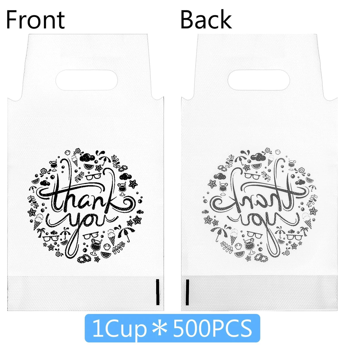 500 Pack Clear Plastic Drinking Bags with Handle for Beverages