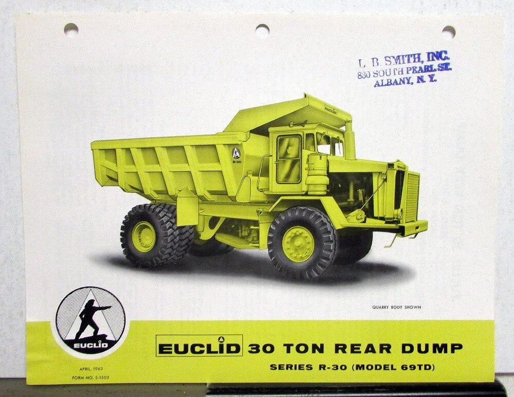 1963 Euclid 30Ton Rear Dump R-30 69TD Specifications Sales Folder