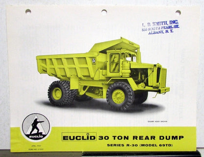 1963 Euclid 30Ton Rear Dump R-30 69TD Specifications Sales Folder