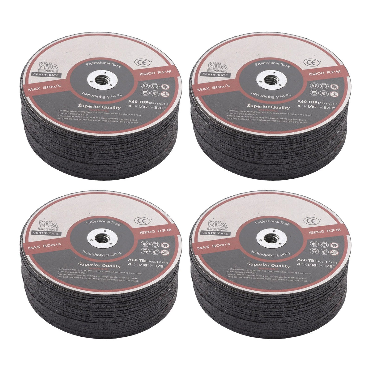 100 Pcs Cut Off Wheels for Die Grinders (4"x1/16"x3/8")
