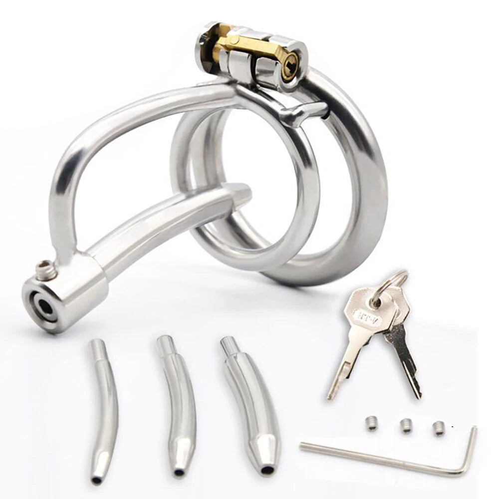 Mens Stainless Steel Chastity Cage Belt Device with Lock