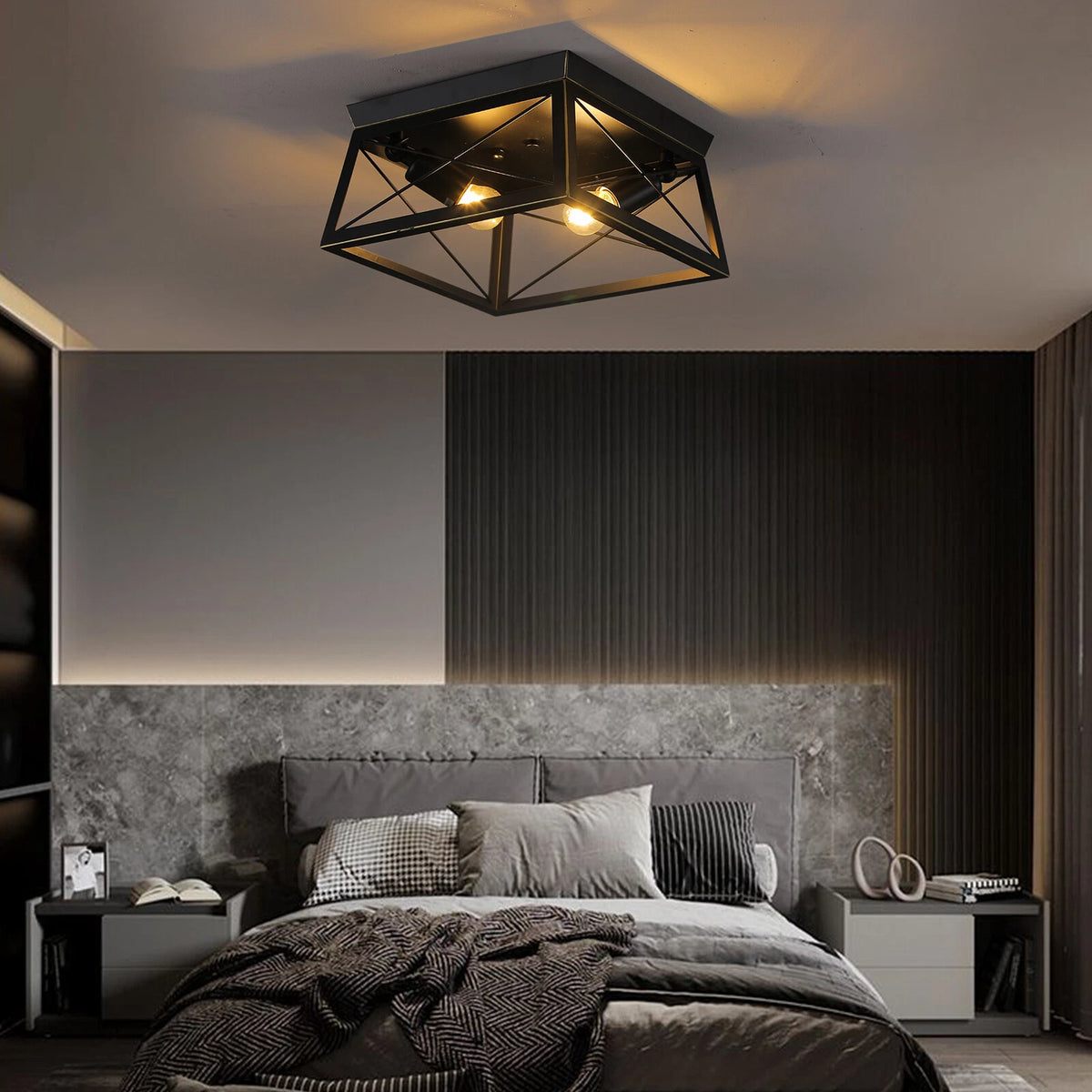 2-Light Ceiling Light Fixture for Farmhouse Industrial Style