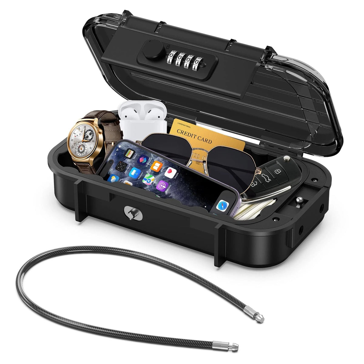 Portable Lock Box with 4-Digit Combination for Automotive Use