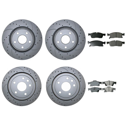 Brake Kit with Drilled Rotors & Akebono Pads for Dodge Jeep Front & Rear