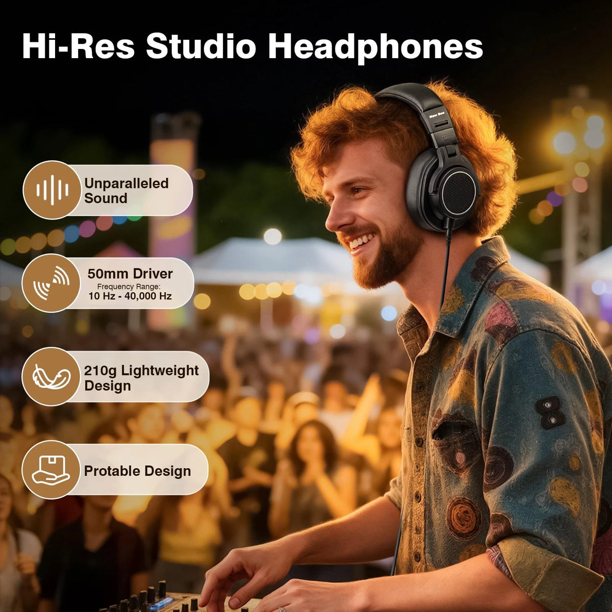 Studio Headphones with 50mm Drivers for Professional Use