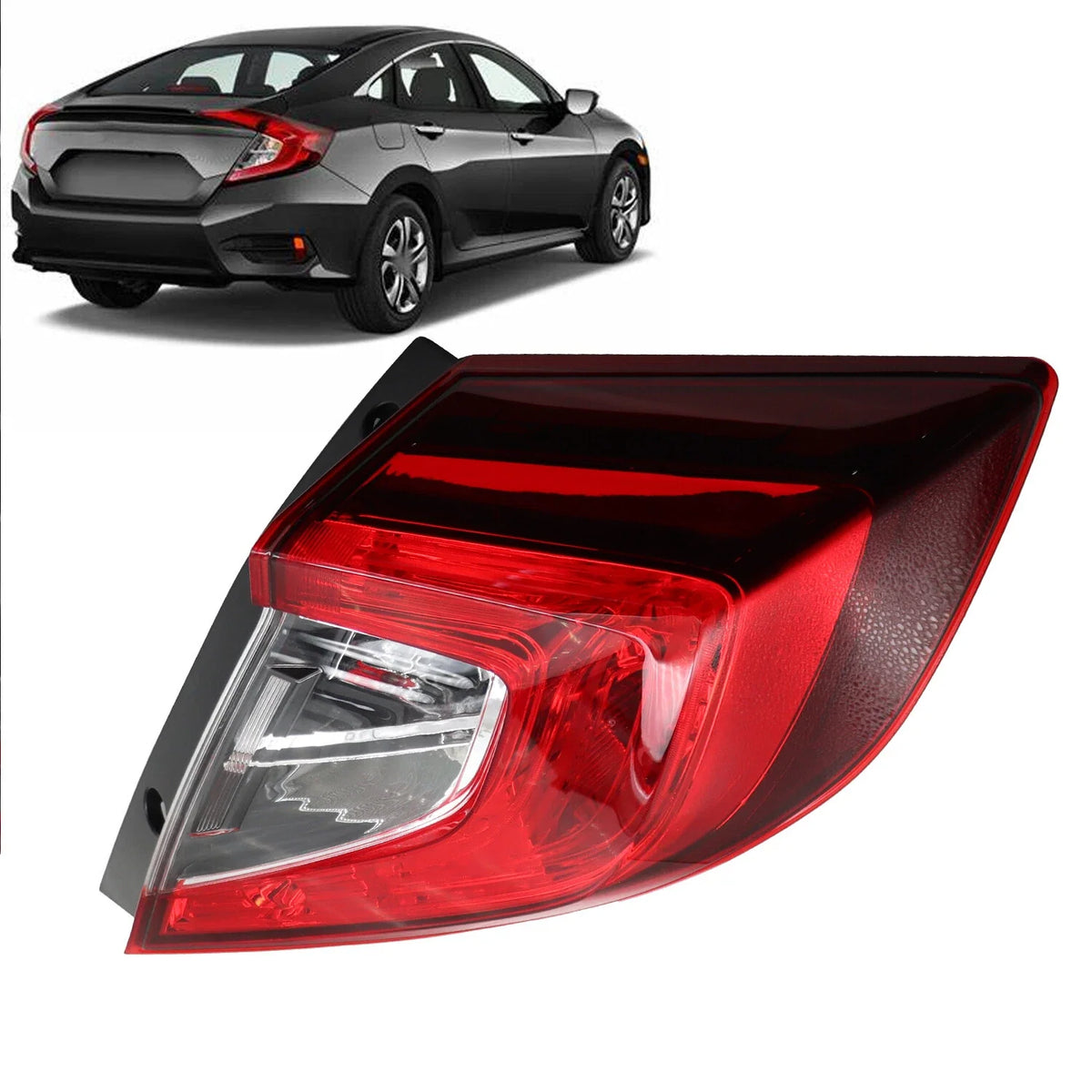 Right Outer Tail Light Assembly for Honda Civic Sedan 2016-2020