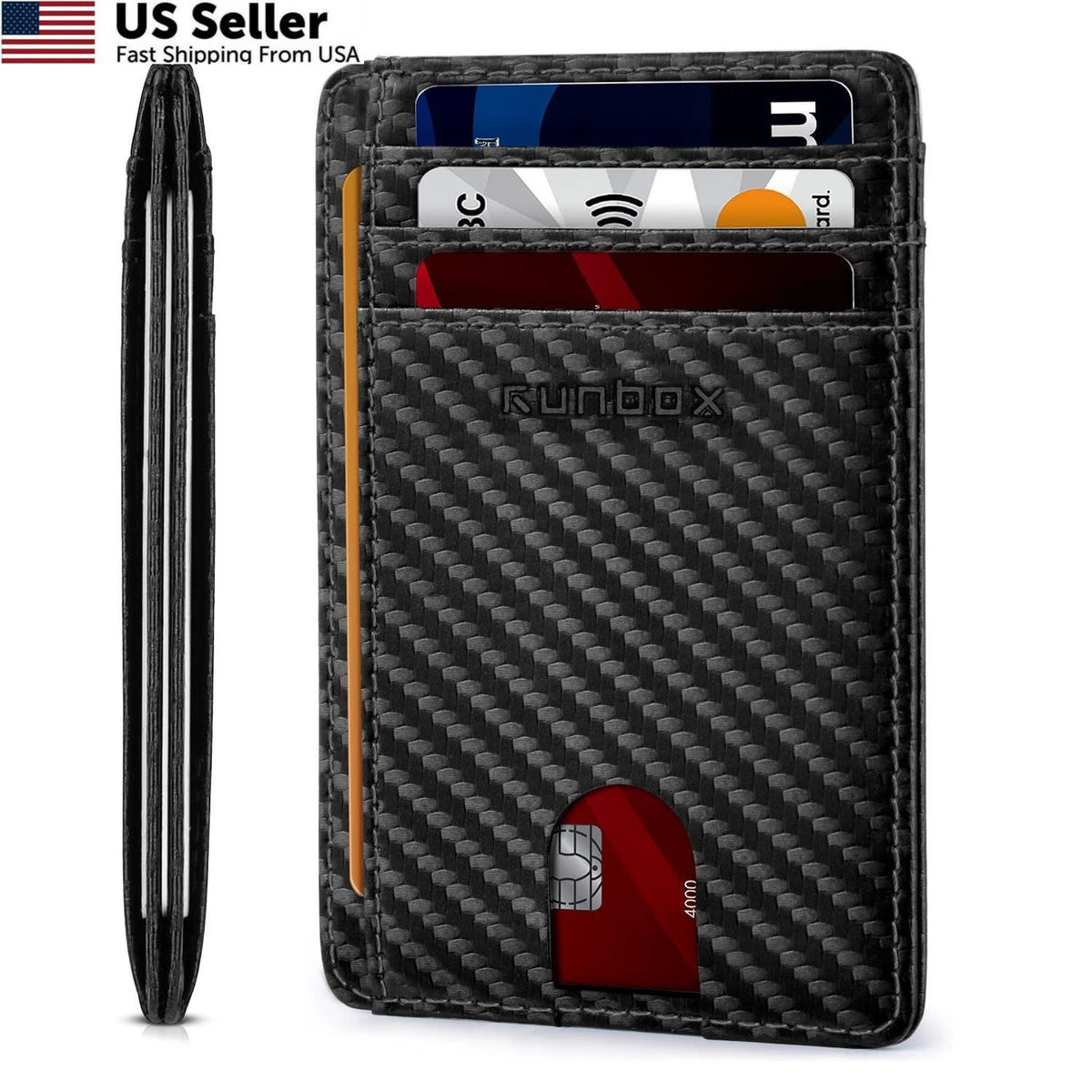 RUNBOX Slim Minimalist Front Pocket RFID Blocking for