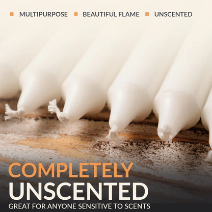 72-Pack Unscented Taper Candles (3 Hours)