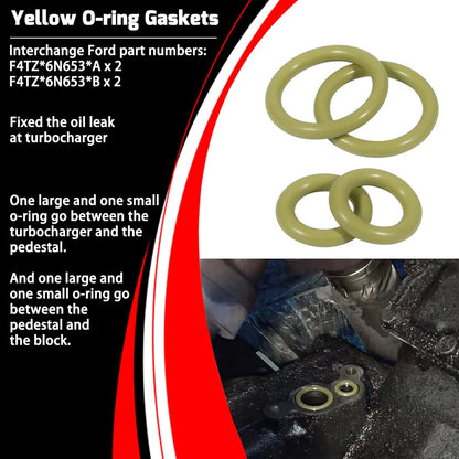 Turbo Pedestal O-rings Seal Kit + Base Gasket Set for Ford 7.3L Powerstroke (1994–2003)