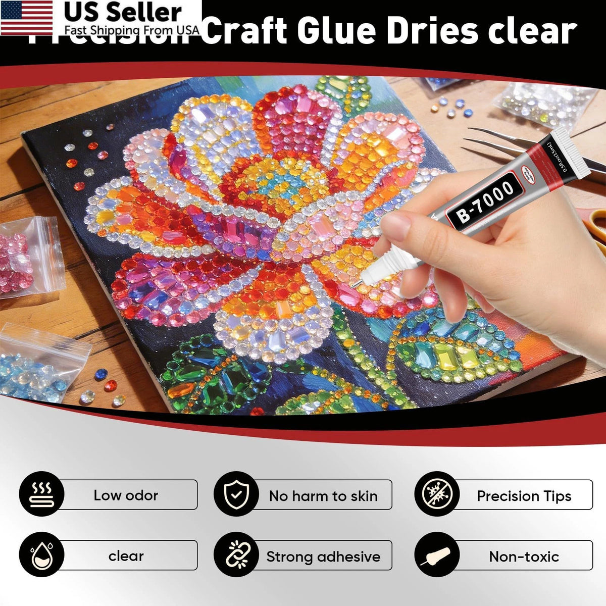 50 PCS B7000 Glue 15ml Clear with Precision Tip