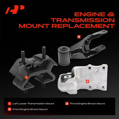 3X Engine Shock Mount & Transmission Mount for Buick Terraza (2006–2007) - 10345905, 10419764, 10420010, 10447321, 22146688