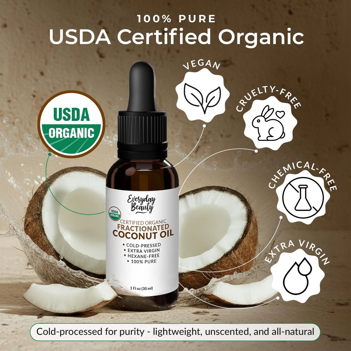 Fractionated Coconut Oil for Various Uses (100% Pure, 1 Fl Oz)