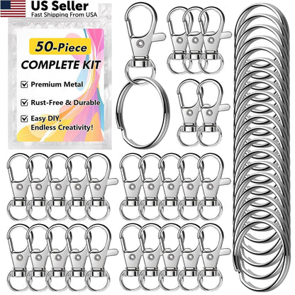 50 PCS Keychain Making Kit with Lobster Claw Clasps