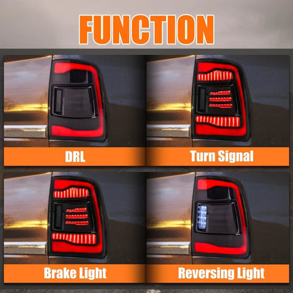 2X Smoke Lens LED Tail Lights for Dodge Ram 1500 2500 3500 (2009–2018)