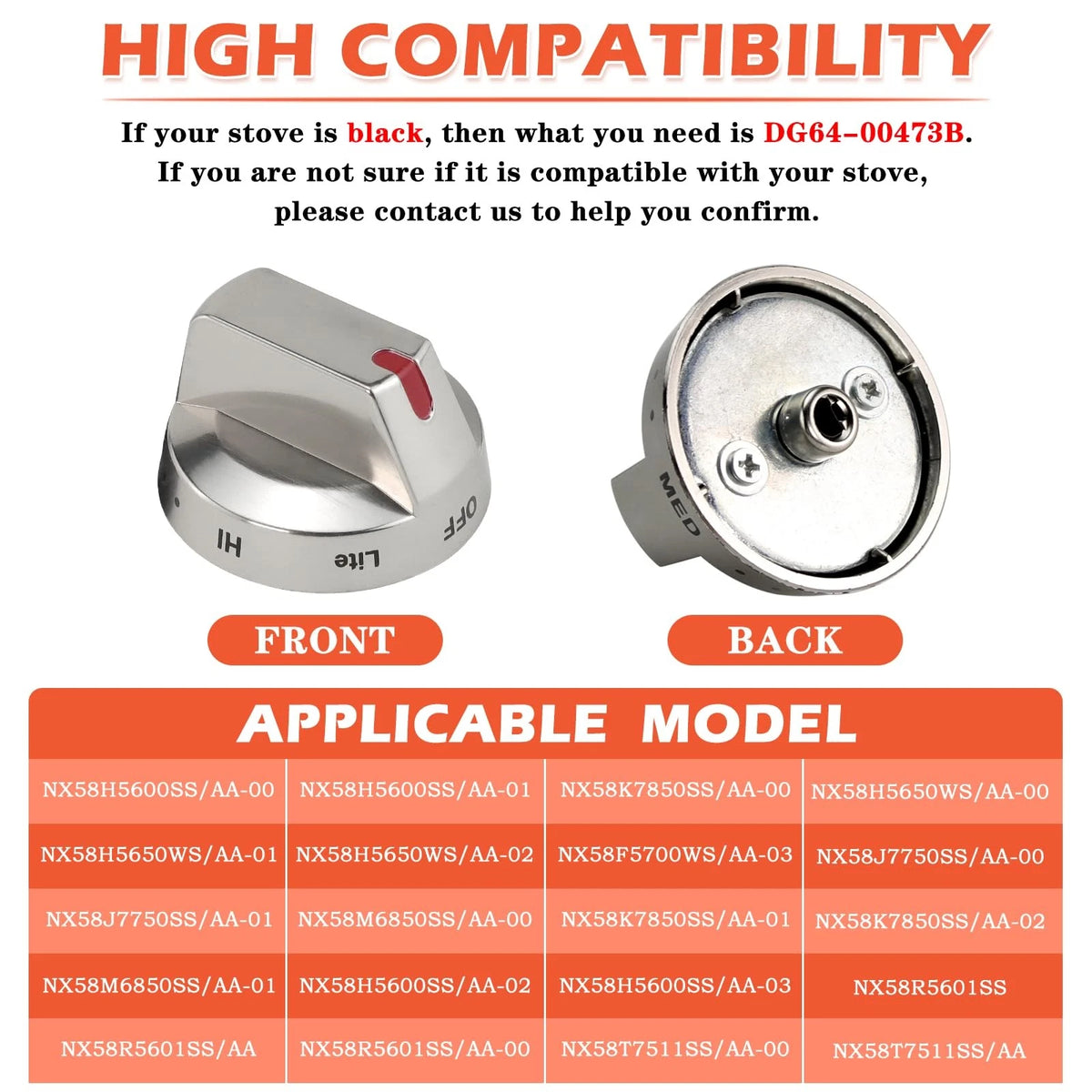 Stove Knobs Replacement for Silver (DG64-00473A)