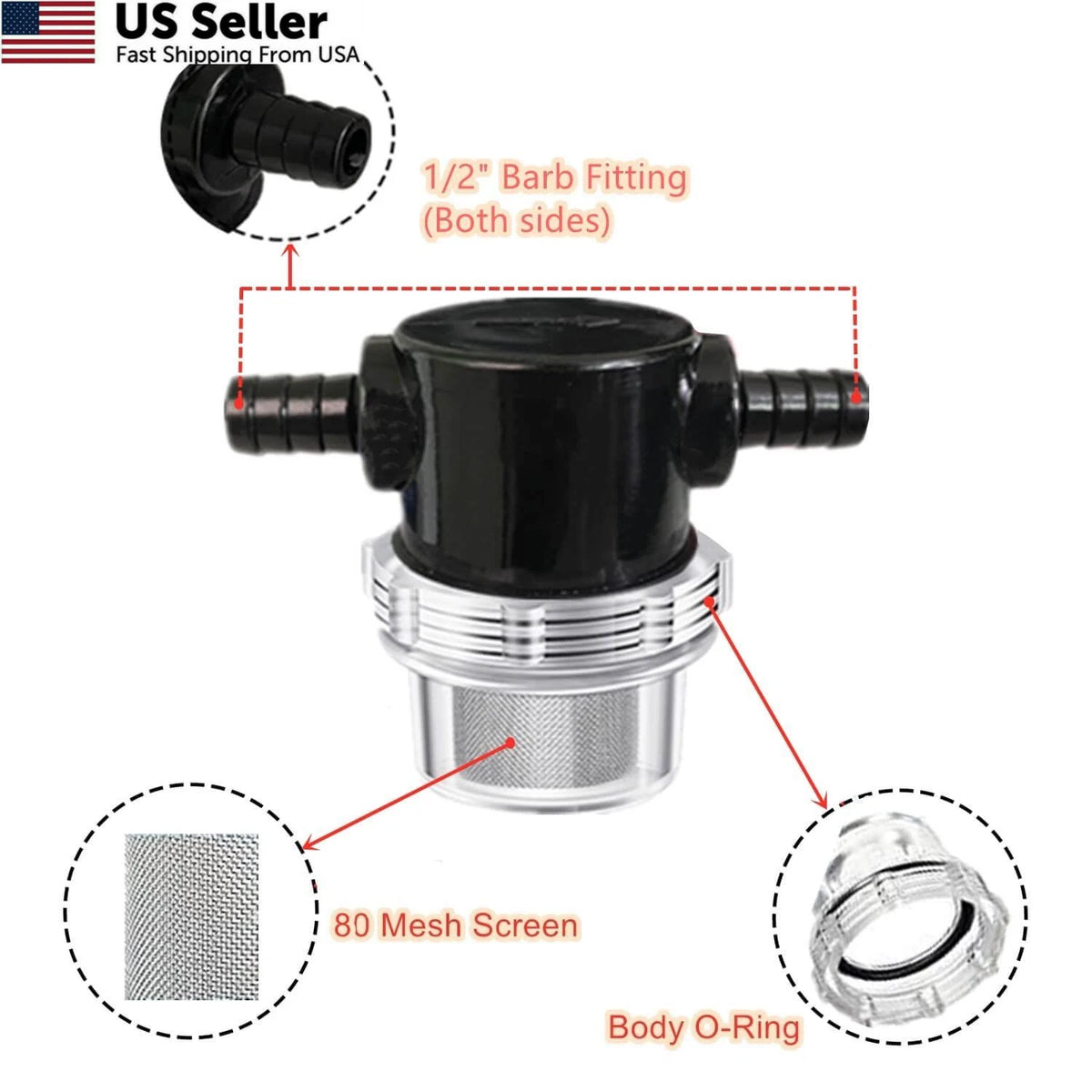1/2 Inch Water Pump Strainer for RV Filter