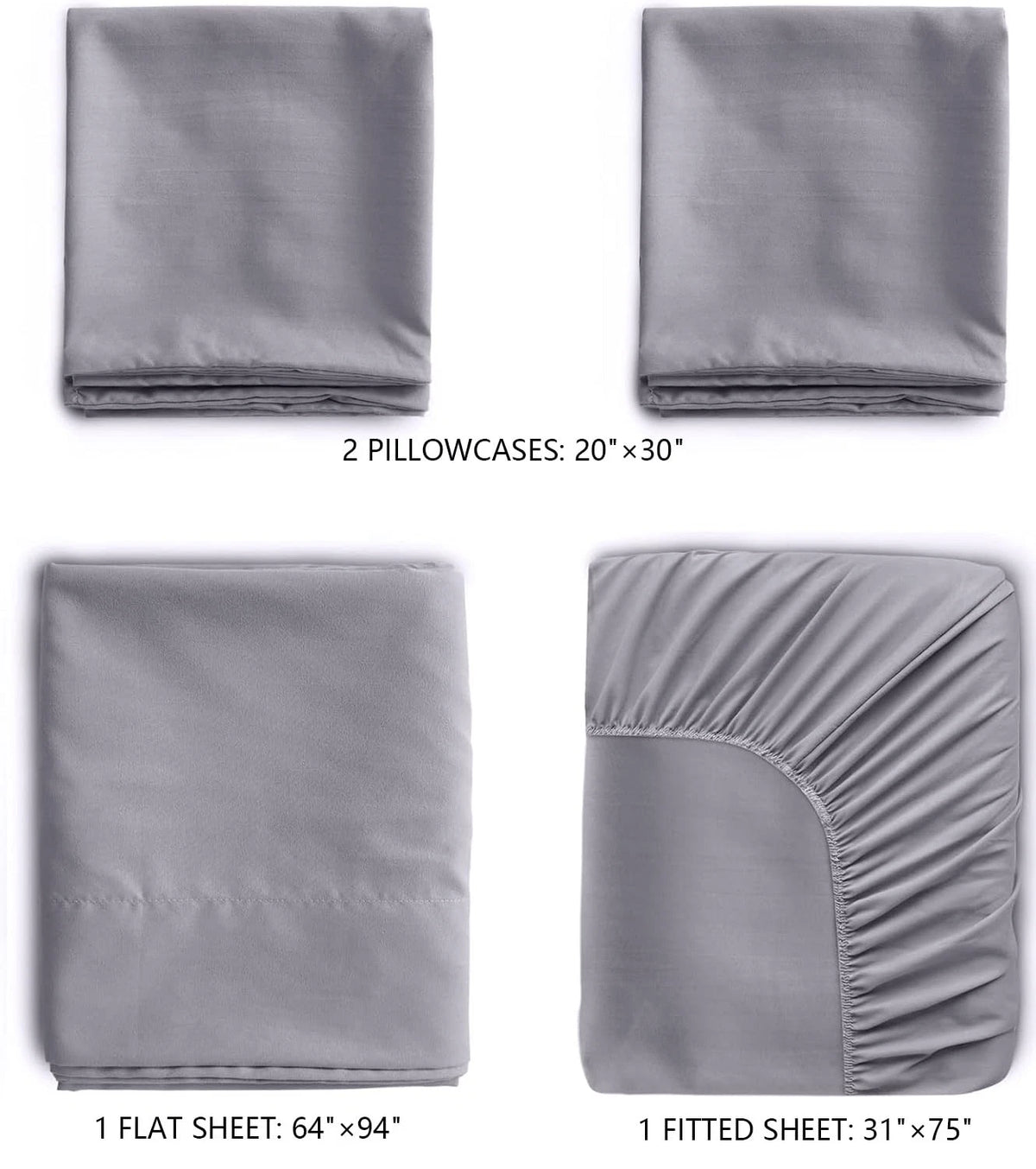 Cot Sheet Set 4 Piece for Narrow Twin RVs Bunk Camper (31" x 75")
